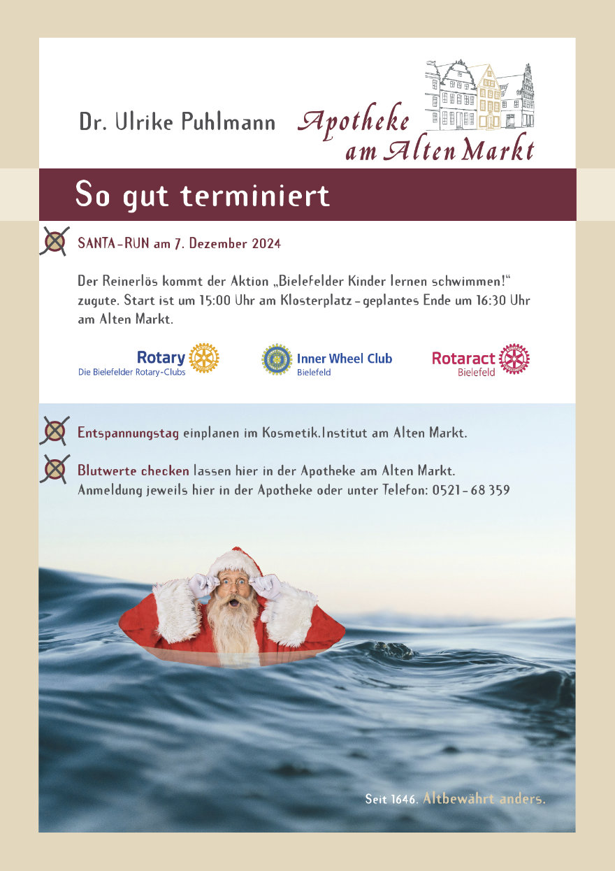 Apotheke am Alten Markt - Bielefeld - Plakat Santa Run 2024